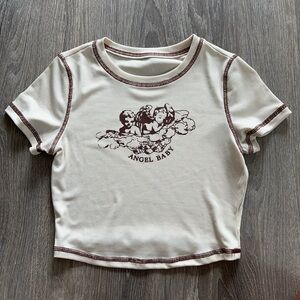 Size XS- SHEIN angel baby beige and brown baby tee crop top